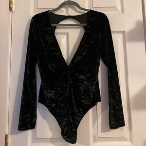 Victoria Secrets Velvet Deep Green Velour Bodysuit M/L